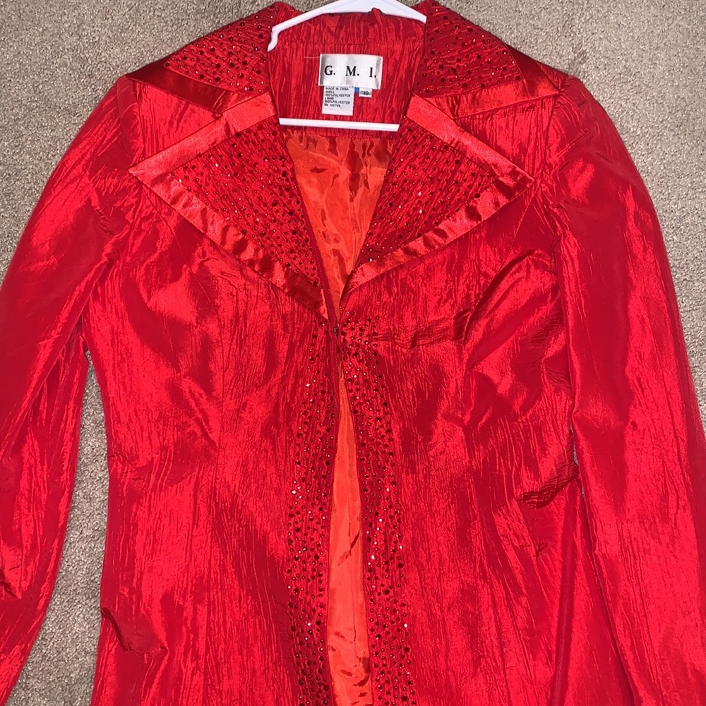 Red Rhinestone Trenchcoat - Picture 3 of 3